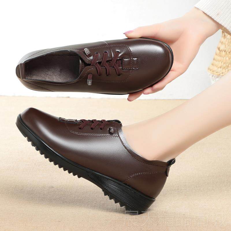 正品全牛大皮真皮单鞋平底女软底低跟春秋年新款中老妈妈鞋皮鞋码,女鞋,深口单鞋,淘宝优惠券,粉丝福利购,淘宝优惠卷