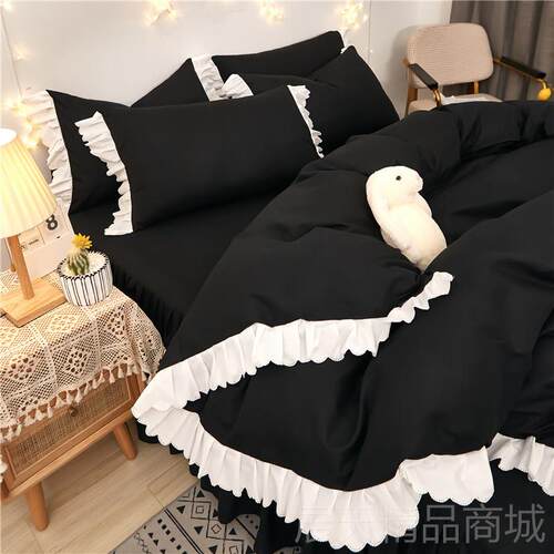 正品网全红款四纯件套棉棉公主风床单裙花床边被套少女心加厚床上