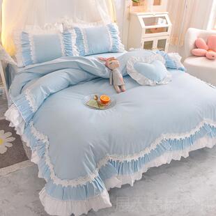 少上女公主风双心人套床裙床 蕾丝全棉四被件套纯棉韩版 正品 网红款