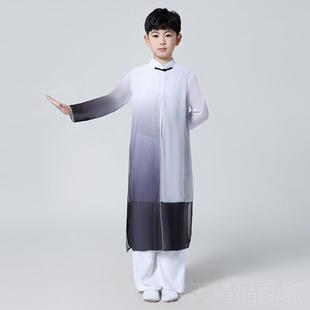 正品男女儿童古典演出服飘中国风蹈太极舞水墨舞剑服逸少年强扇子