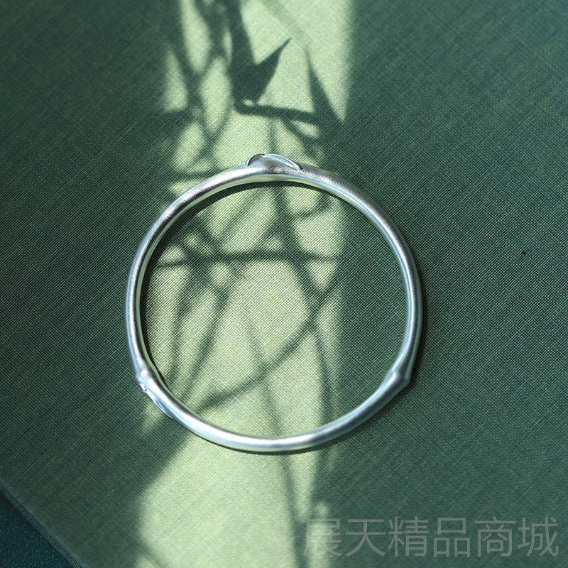 正品熙素足原竹节手镯创999纯银手镯女众简约年轻款小设计实心银