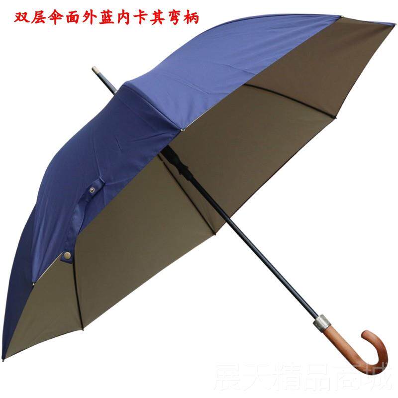 正品双伞面抗强风抗暴雨木头高尔夫双人伞雨柄伞长柄层超大自动商