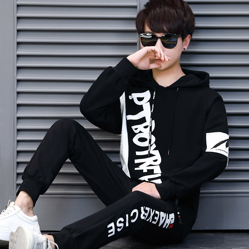 秋款韩版字母PTBOYRFHK带帽卫衣运动套装218-8TZ6821-P75,男装休闲套装,星座218-8