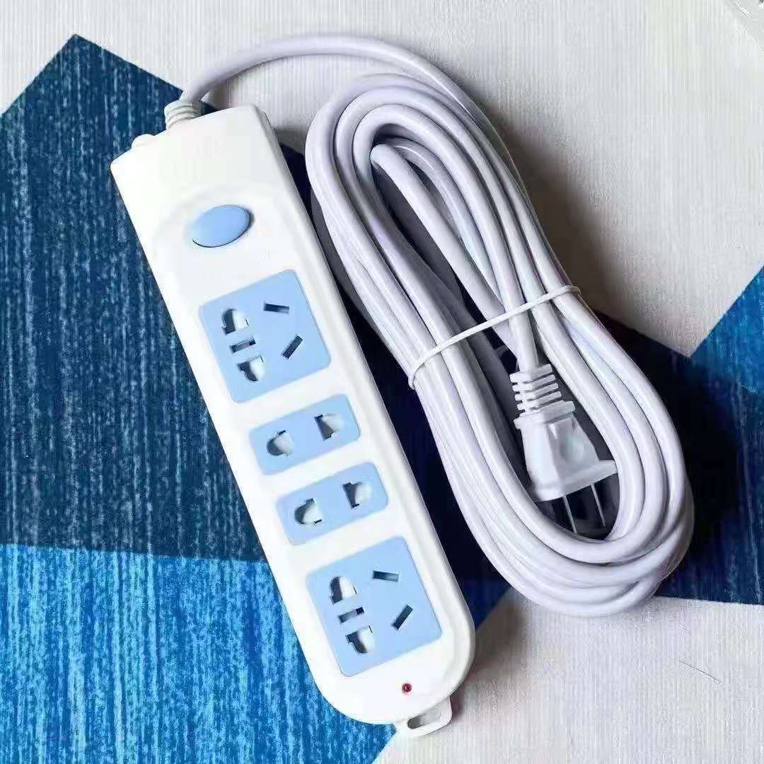 牛正品纯铜插座板二2脚排插带线家两插头用接线板无线拖线插板座