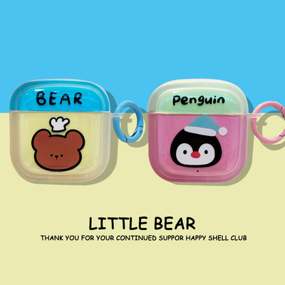 ins韩国可爱小熊适用华为freeclip耳夹保护套freebuds4i/5i/6i无线耳机壳软