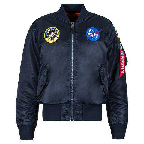 NASA 太空总署 MA-1飞行夹克 ma1夹棉外套两面穿 厚款 深蓝阿波罗