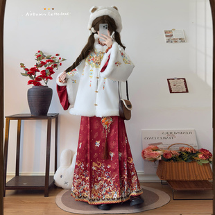 江南芸原创【冬锦雪】明制汉服女重工刺绣短袄加绒加厚拜年服套装