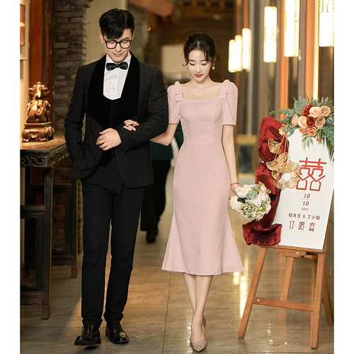 Розовое платье, юбка, рыбий хвост, французский стиль