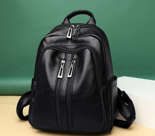 潮牌韩版牛皮双肩包女新款软皮时尚百搭简约小清新休闲大容量背包