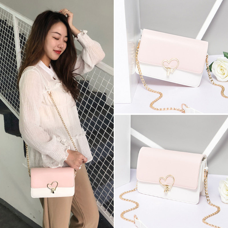 潮牌韩版女包包女新款时尚百搭链条小方包真皮单肩包斜挎包小方包