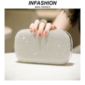 潮牌韩版 水钻闪亮手拿包女气质女士包包新款 名媛宴会包精致小手包