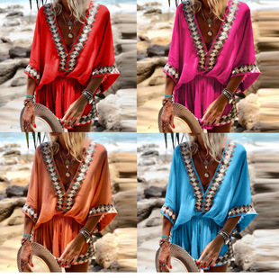 Western style Beach 海滩印花连体裤 women jumpsuit print