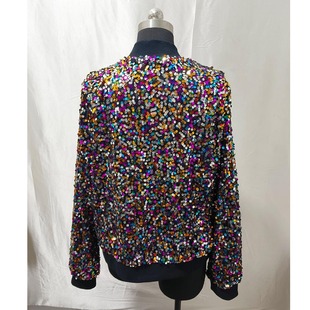colorful bead 女装 bottom top embroidered jacket Mesh sequin