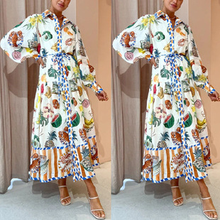 breasted graffiti printed Large single lace dress size