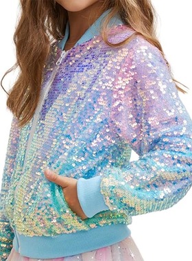 children jacket sequin colored contrasting colored bead coat