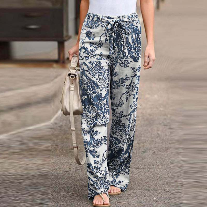 Printed casual comfortable elastic waist women's pants 长裤
