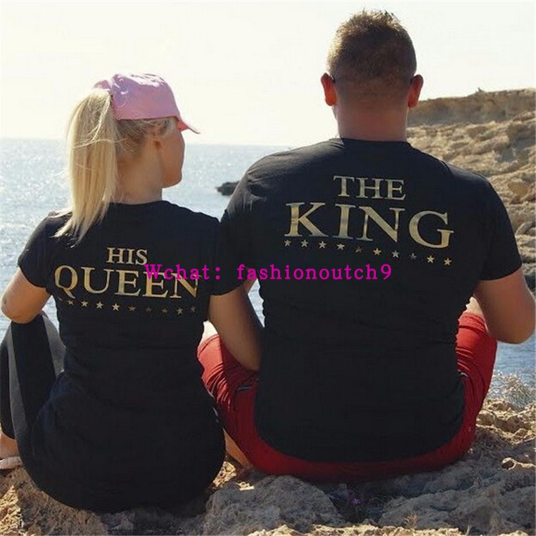 Couple short sleeve t-shirt black sexy gold print shirt tops