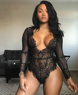 Sexy lingerie suit black lace long-sleeve eyelashes jumpsuit