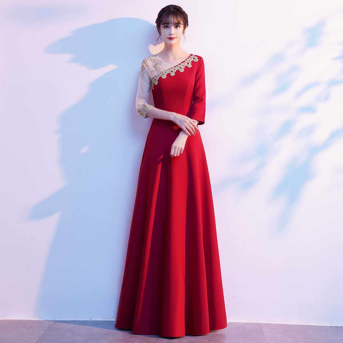 大合唱团演出服我爱我的祖国女士连衣裙学生表演服装2024新款长裙
