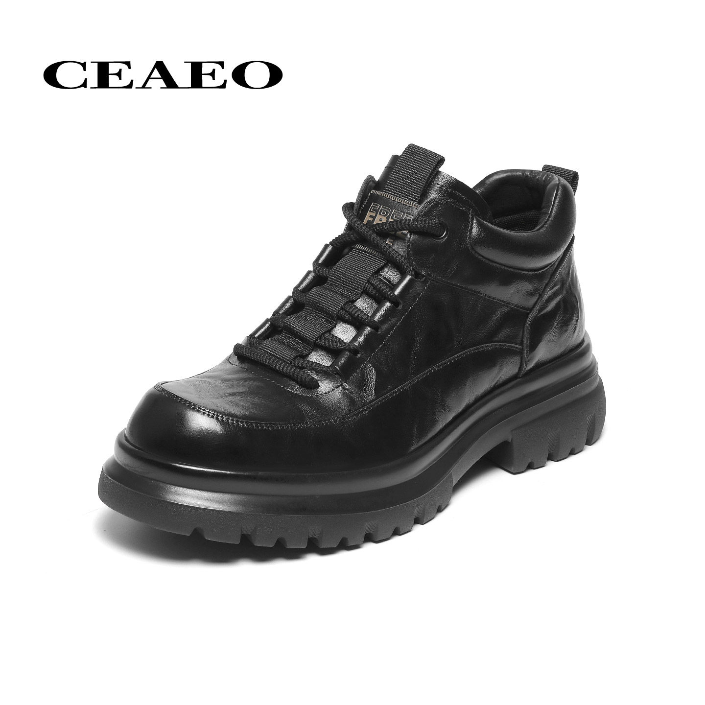 西二男士休闲高帮皮鞋2025冬季新款牛皮厚底保暖加绒皮靴GH2D3819,流行男鞋,高帮鞋,淘宝优惠券,粉丝福利购,淘宝优惠卷