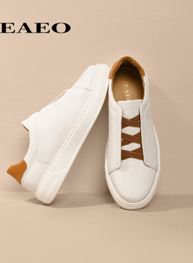 西二男鞋一脚蹬小白鞋男款2025秋季新款百搭真皮休闲板鞋F28R2836