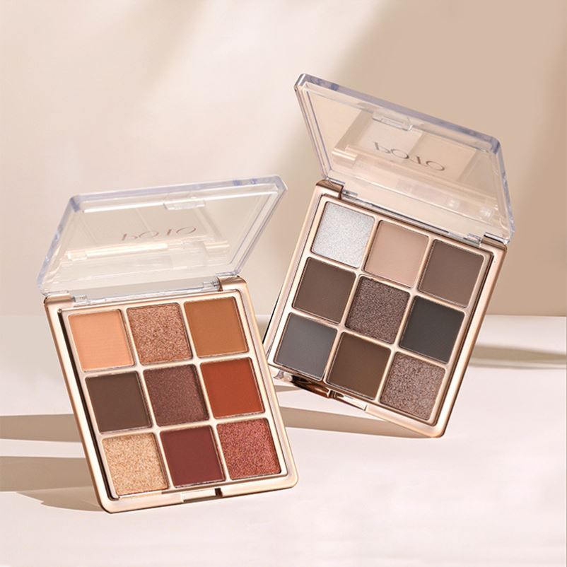 POTO美学境彩九色眼影橘棕大地色珠光哑光新手女学生平价小盘便携