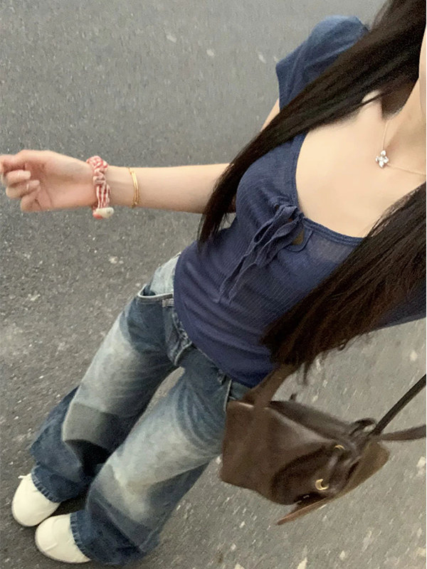 Chic Korean Tie-Up Crop Tee: Innocent Charm, Seductive Edge - Product image 4