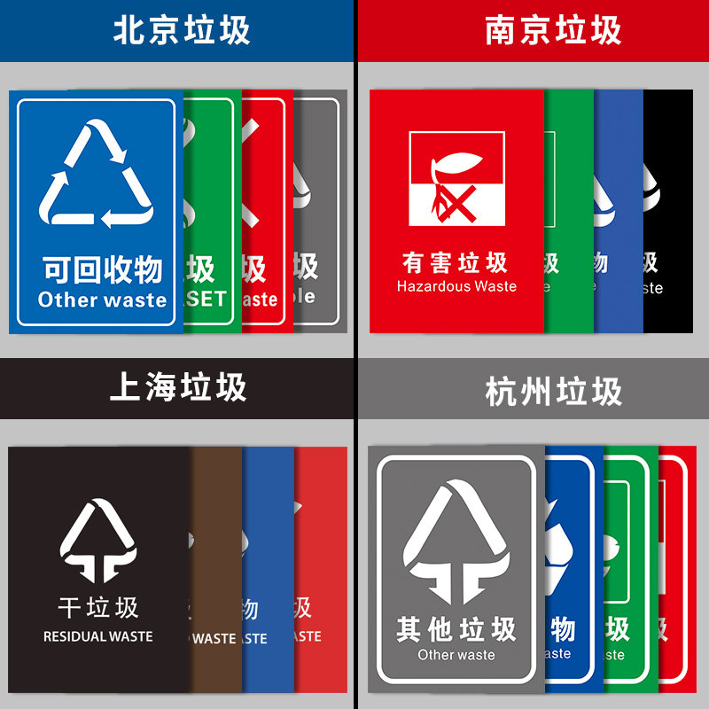 南京可回收物生活垃圾提示牌定制图片