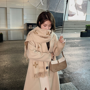 陌小允西装领毛呢外套女2023冬季新款宽松气质双面羊绒大衣中长款