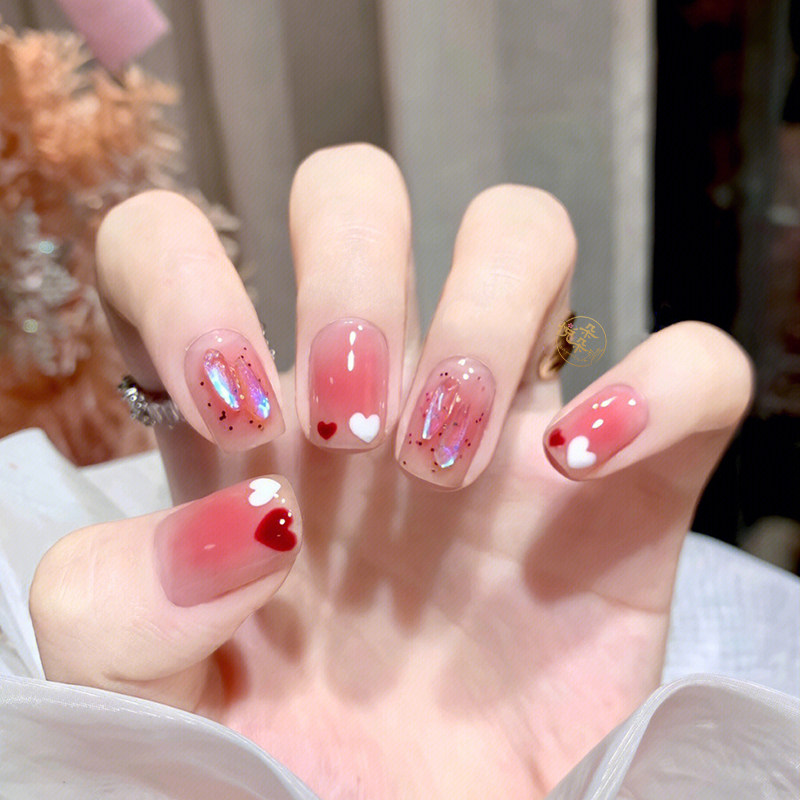 穿戴式美甲小清新甜辣指尖爱心腮红极光钻假指甲贴片成品可拆卸,彩妆/香水/美妆工具,穿戴甲/甲片,淘宝优惠券,粉丝福利购,淘宝优惠卷