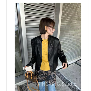 显瘦皮衣2718 英伦百搭皮衣外套轻奢高级感时尚 X.x.春季 新款