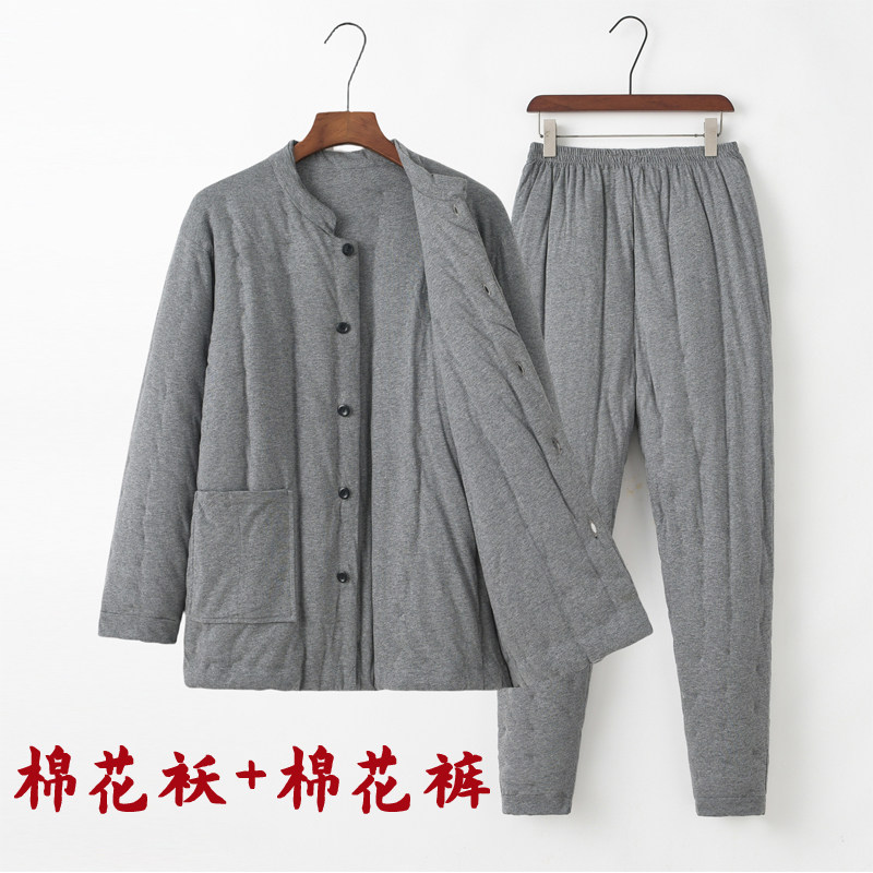 加厚冬季纽扣手工内穿棉花袄套装