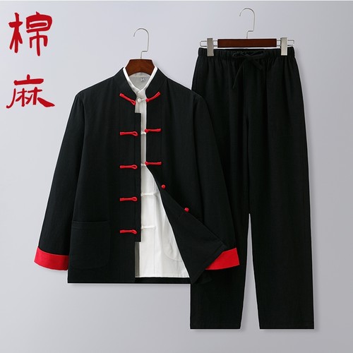 唐装男撞色挽袖中式汉服