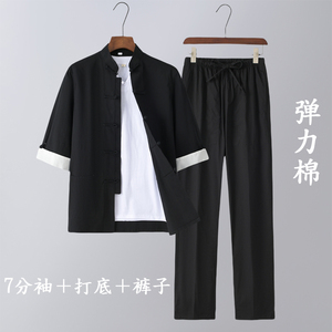 手工盘扣七分袖三件套