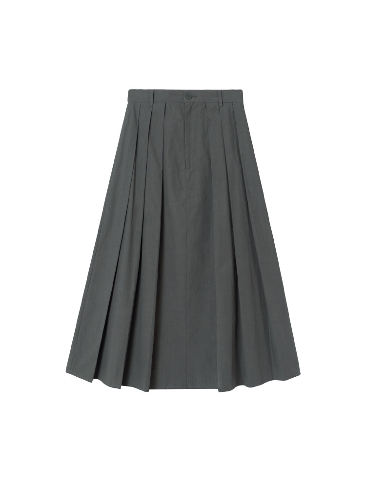 Dark gray pleated skirt on a white background