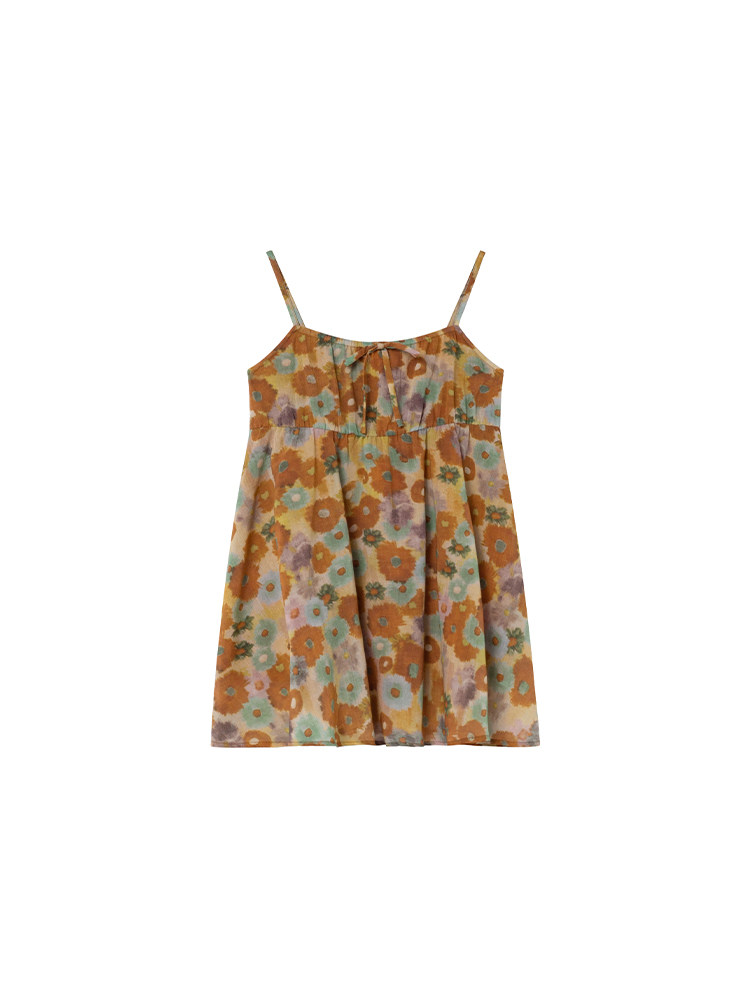 Floral spaghetti-strap sundress on a white background