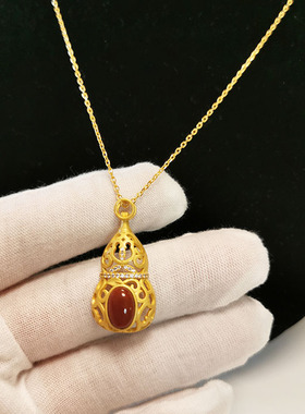 原创天然南红玛瑙福禄葫芦项链