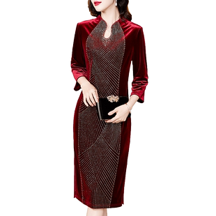 香妮芬高贵优雅妈妈婚宴礼服2025新款秋夏贵夫人阔太太婚礼连衣裙