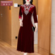 香妮芬妈妈婚宴礼服高贵年轻2025新款 春夏高端酒红色喜婆婆宴会装