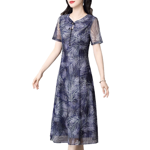 香妮芬小个子简单大方气质妈妈连衣裙2026夏季新款收腰显瘦中长裙