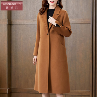 香妮芬双面呢羊毛羊绒大衣女2025新款冬季气质中长款修身毛呢外套