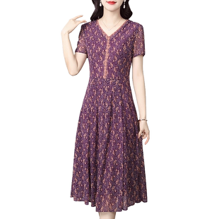 香妮芬台湾网纱遮肚子连衣裙女2026新款妈妈夏装洋气高贵优雅裙子