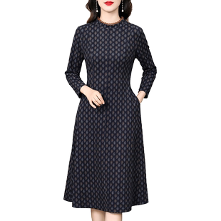 香妮芬高贵优雅气质中年妈妈款连衣裙女2026新款春季季长袖裙子