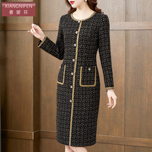 香妮芬小香风高端精致气质名媛长袖连衣裙女2026新款春季洋气减龄