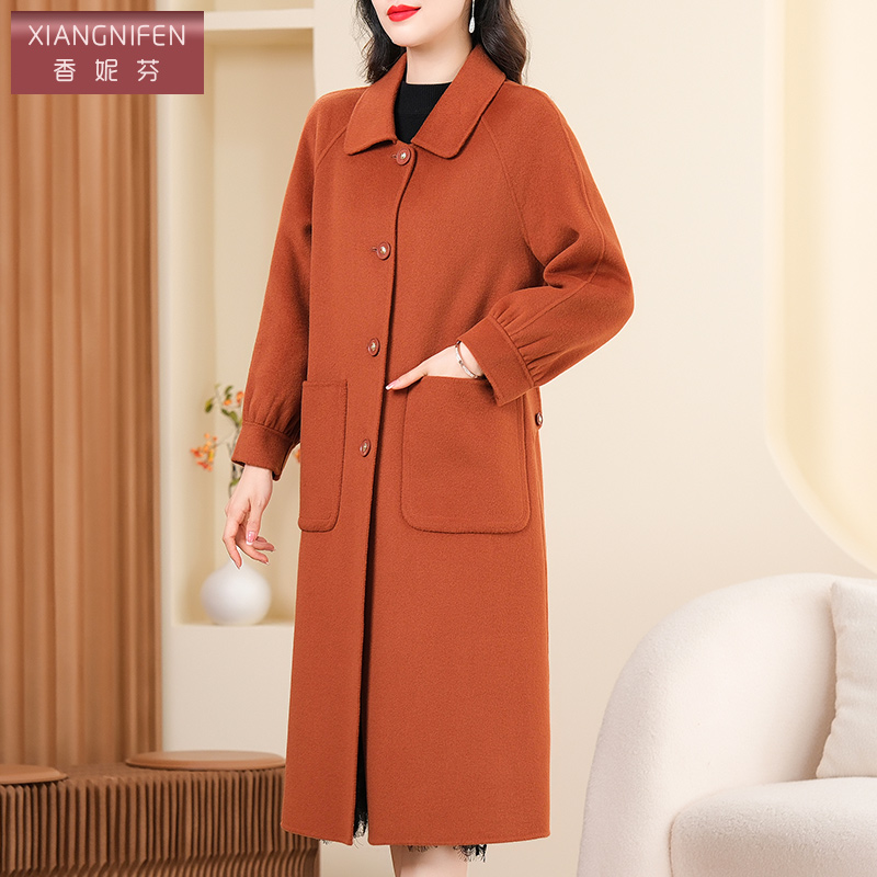 香妮芬中长款羊毛大衣