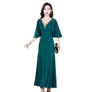 妈妈婚宴礼服披肩2026新款夏季年轻高贵洋气喜婆婆宴会装连衣裙女