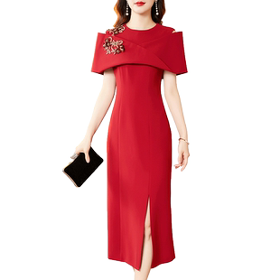 香妮芬高端气质丈母娘喜婆婆敬酒宴会装2025新款披肩妈妈婚宴礼服