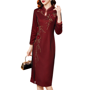 香妮芬时尚洋气喜婆婆宴会礼服2026新款秋款高腰妈妈婚礼连衣裙女