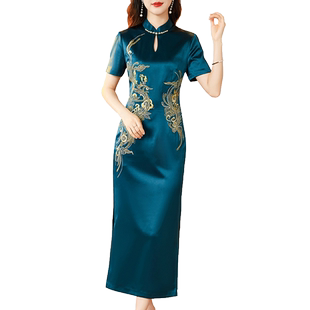 香妮芬高端醋酸旗袍妈妈装婚宴2026新款喜婆婆夏季婚礼宴会连衣裙