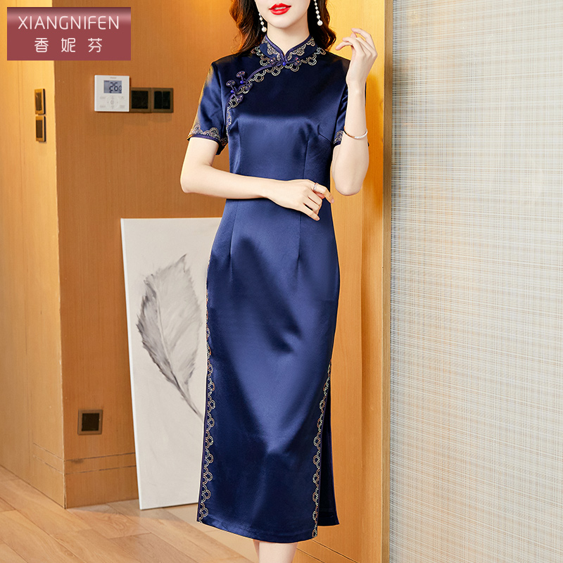 香妮芬醋酸敬酒婚礼妈妈礼服婚宴旗袍2025新款春高端喜婆婆宴会装